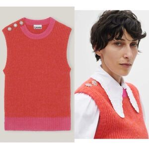 GANNI Embellished Wool-blend Vest